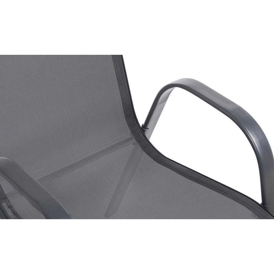 Chaises de jardin empilables en textilène gris anthracite - lot de 6