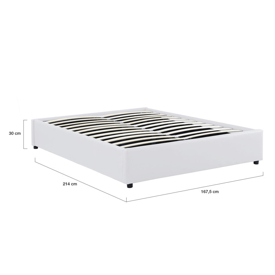 Lit coffre Otto en similicuir blanc avec sommier 160x200cm