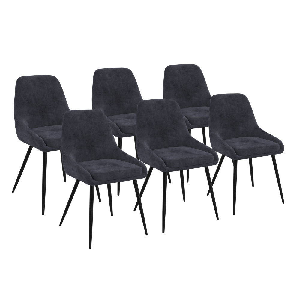 Chaises Olivia assise gris foncé pieds métal - lot de 6