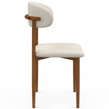 Chaises Callisto tissu beige pieds effet noyer - lot de 6