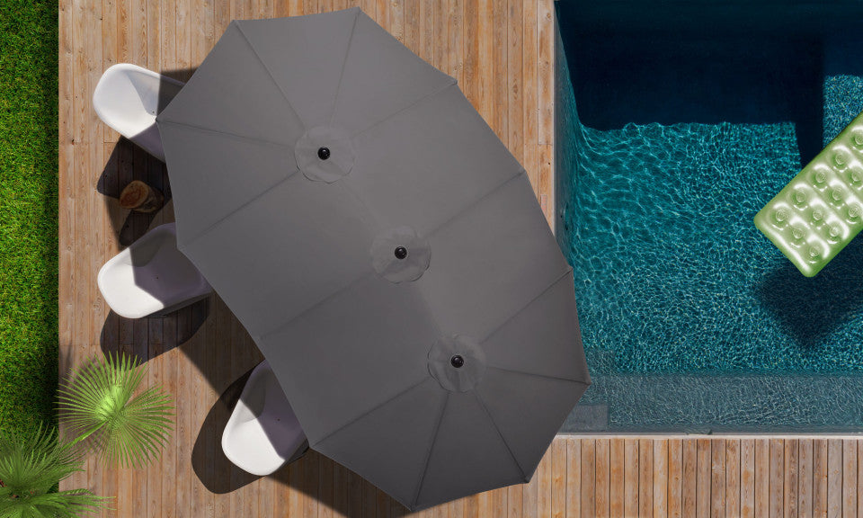 Parasol double 450x260cm gris