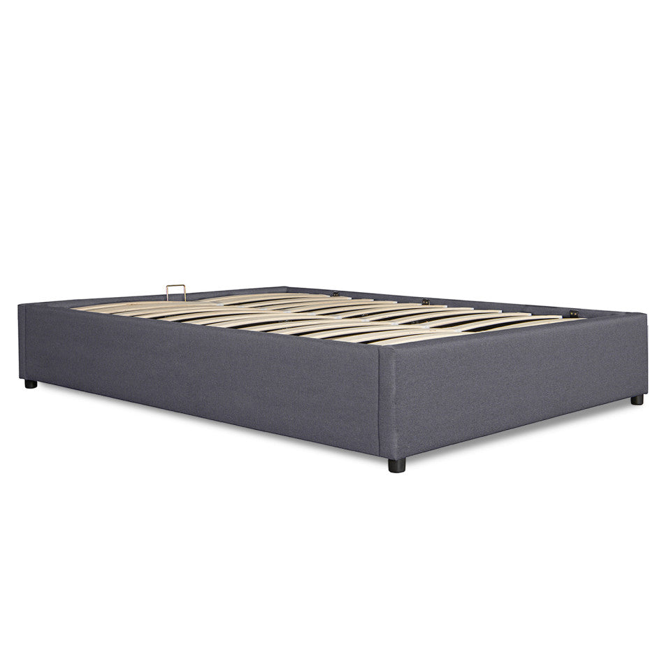 Lit coffre Otto en similicuir gris avec sommier 140x190cm