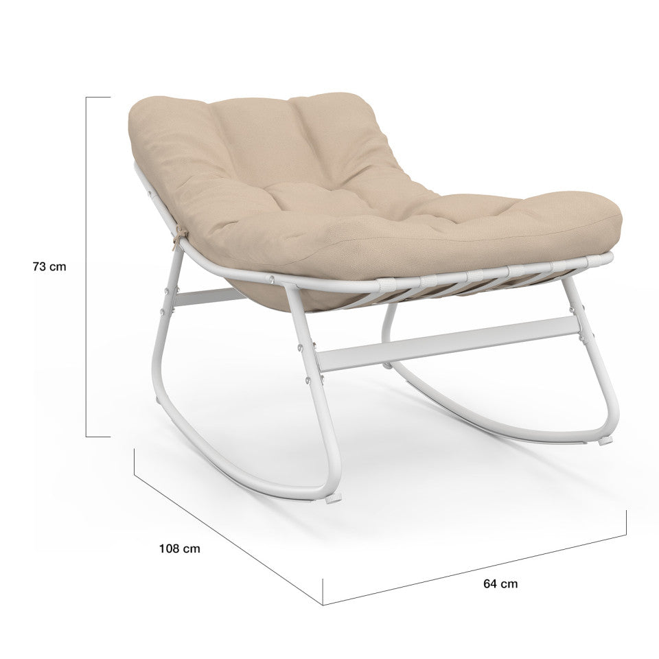 Fauteuils de jardin à bascule Ariane coussin beige - lot de 2