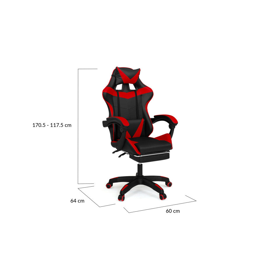 Fauteuil de bureau spécial gaming noir et rouge