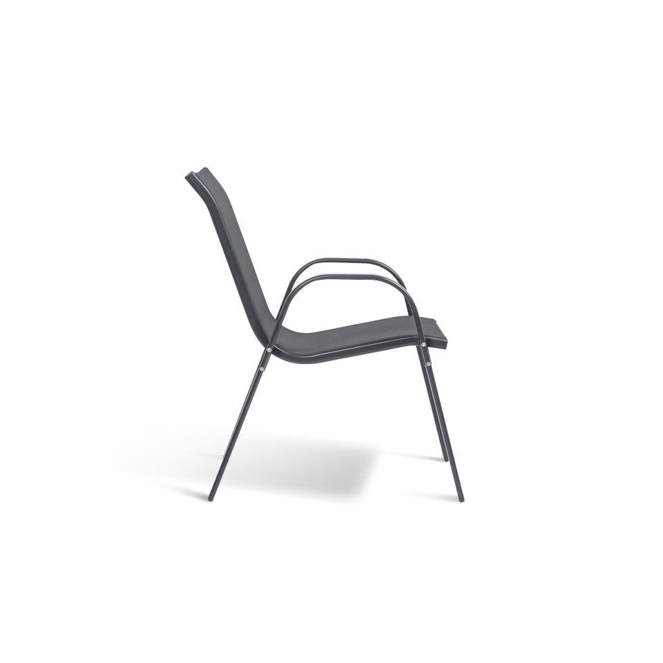 Chaises de jardin empilables en textilène gris anthracite - lot de 6