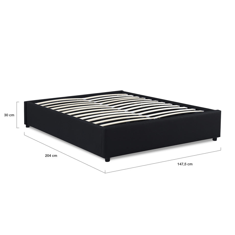 Lit coffre Otto en similicuir noir avec sommier 140x190cm