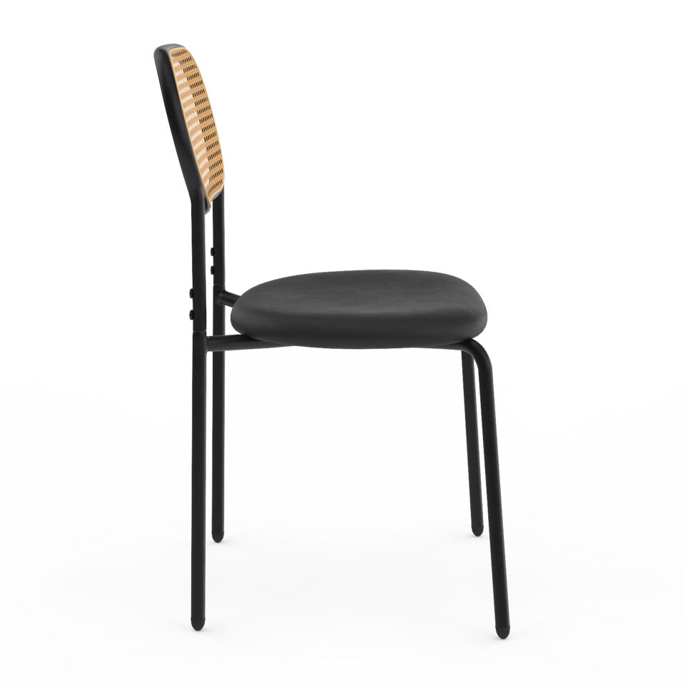 Chaises Clarisse dossier cannage et assise noire - lot de 4