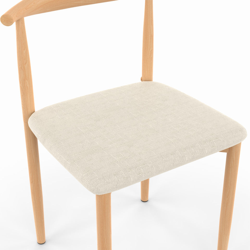 Chaises Adam assise beige et dossier effet bois - lot de 6