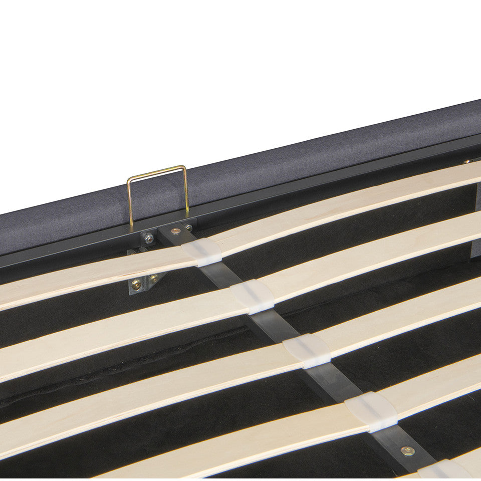 Lit coffre Otto en similicuir gris avec sommier 140x190cm