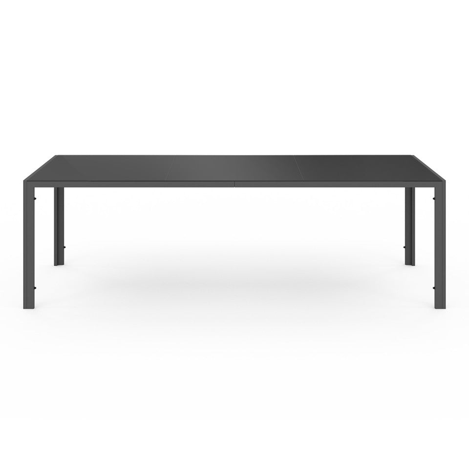 Ensemble repas Minorca 8 places en textilène et verre trempé gris, noir et terracotta 190 cm