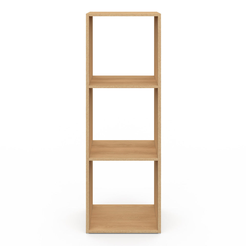 Meuble de rangement cube Faustine 3 case effet lattes