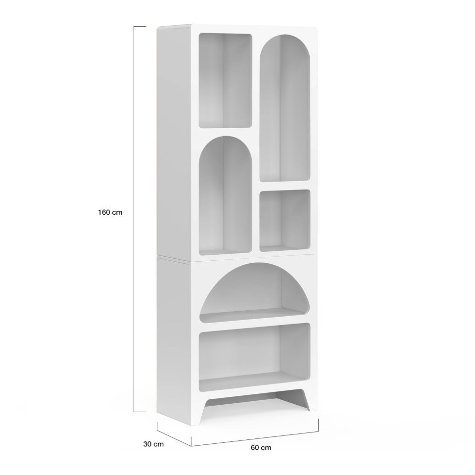 Etagère organique 6 compartiments blanche 160cm
