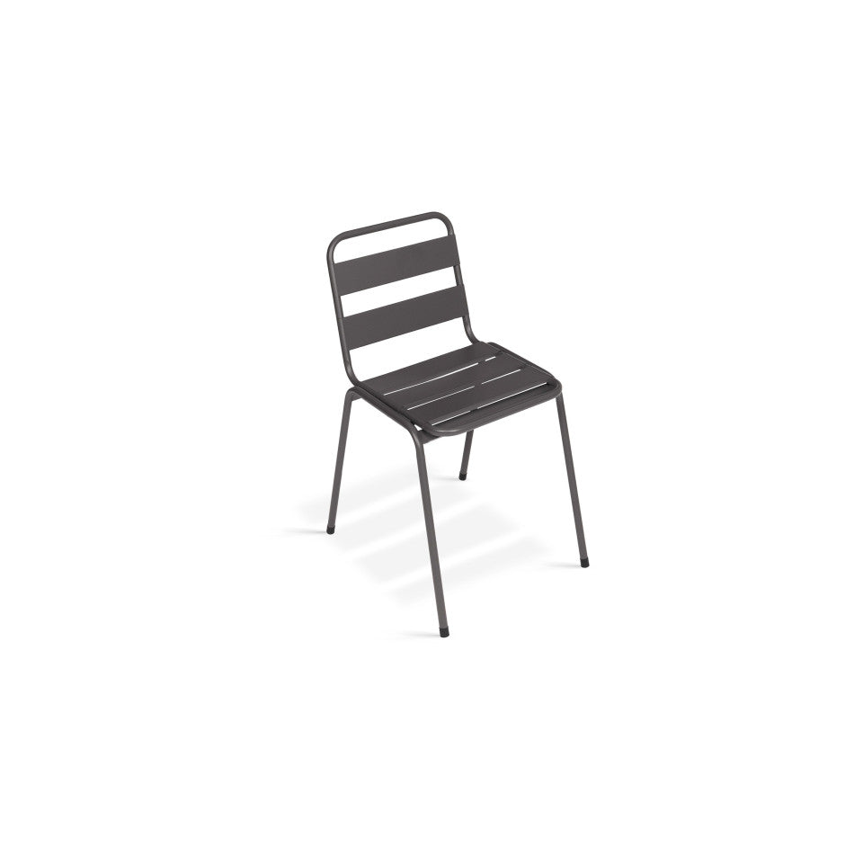 Chaises de jardin empilables en acier grises - lot de 6