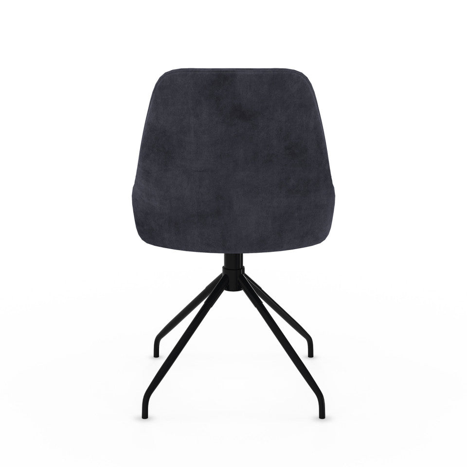 Chaises Olivia assise pivotante gris foncé pieds métal - lot de 2