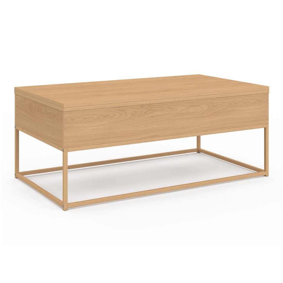 Table basse Memphis relevable et dépliante pieds effet bois