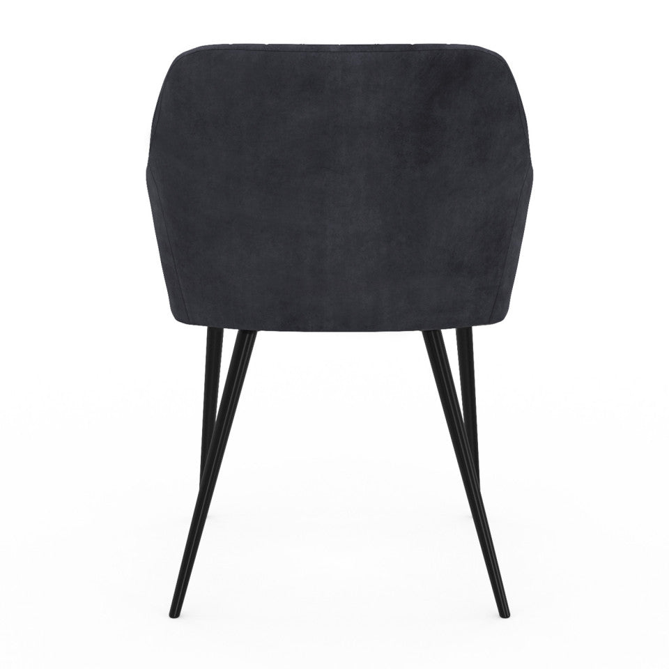 Chaises avec accoudoirs Ariana en velours gris foncé et pieds métal - lot de 2