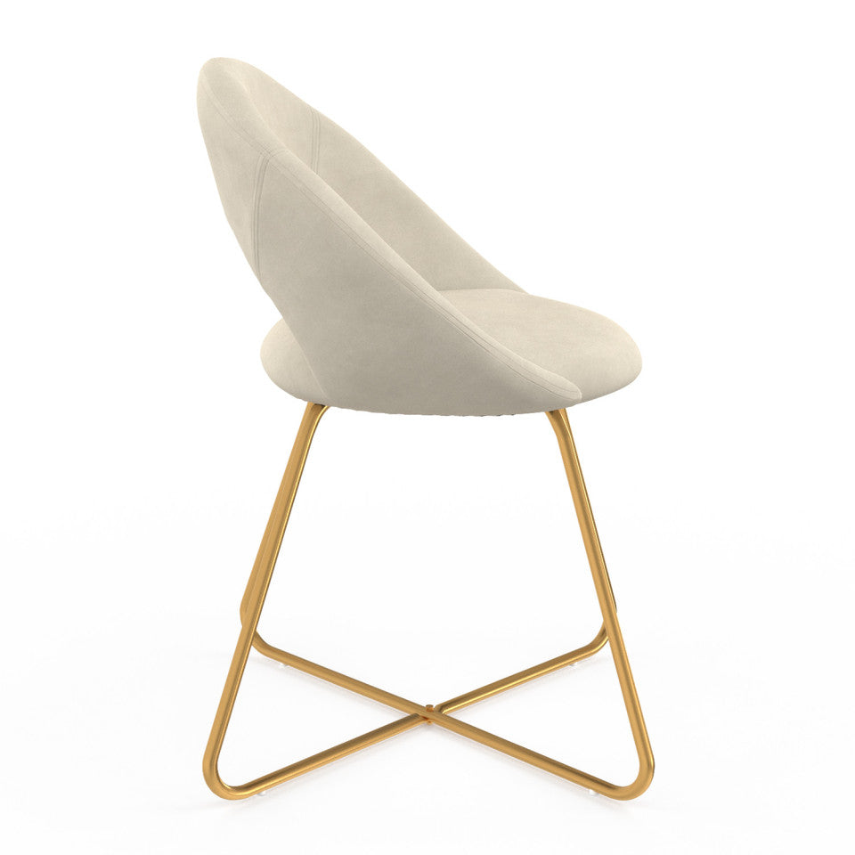 Chaises Malone en velours crème et pieds dorés - lot de 2