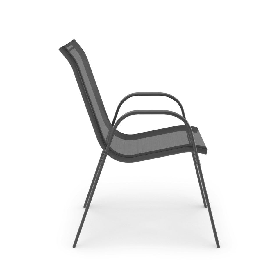 Ensemble de jardin Minorca 8 places en textiléne et verre trempé gris anthracite