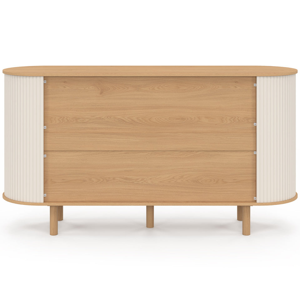 Buffet Kara 2 portes beige effet cannelé 140cm