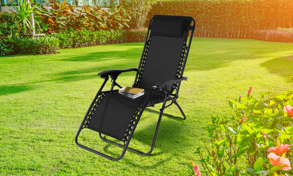 Fauteuils de jardin Relax noirs - Lot de 2