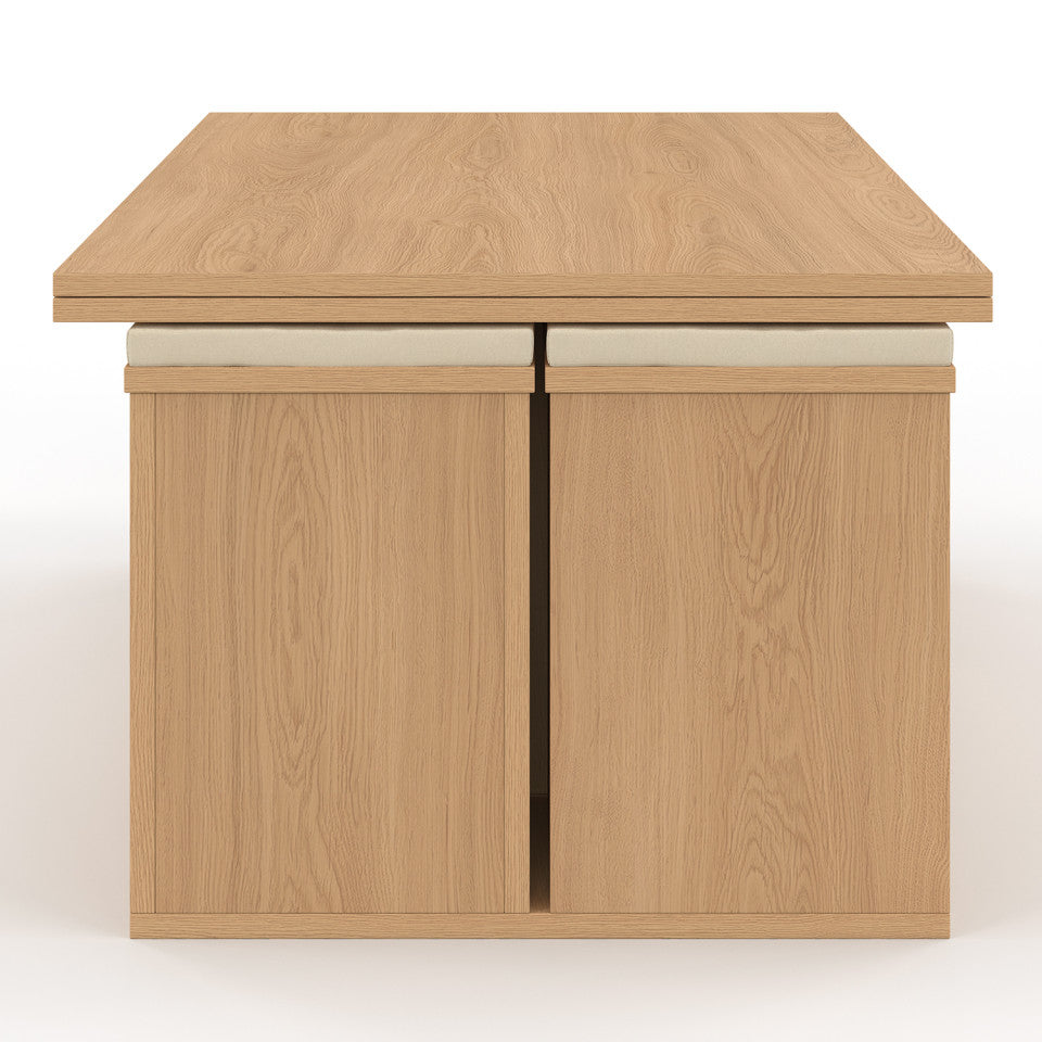 Table basse Tania 2 en 1 avec plateau dépliant et 4 assises