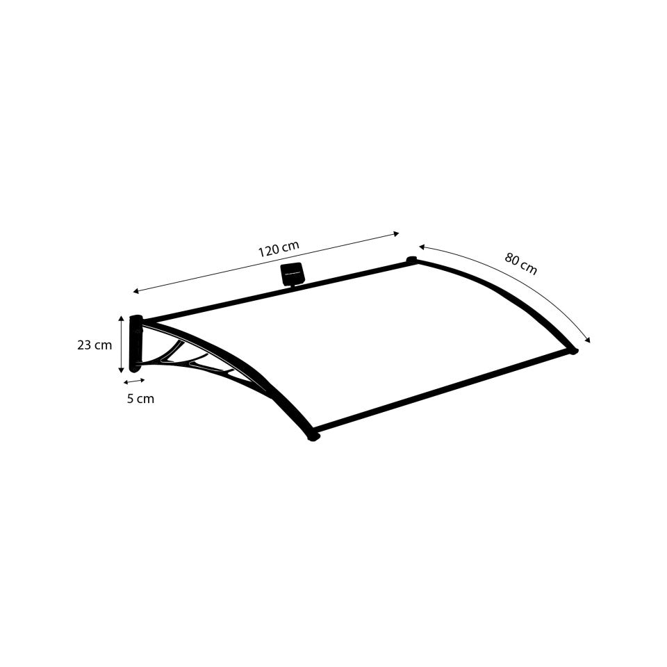 Marquise de porte transparente LED 80x120cm
