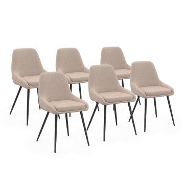 Chaises Ornella en tissu taupe et pieds métal noirs - lot de 6