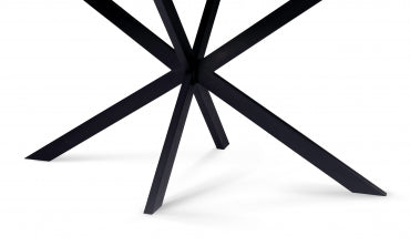 Table repas Glam plateau extensible 160-200cm effet marbre blanc et pieds croisés noirs