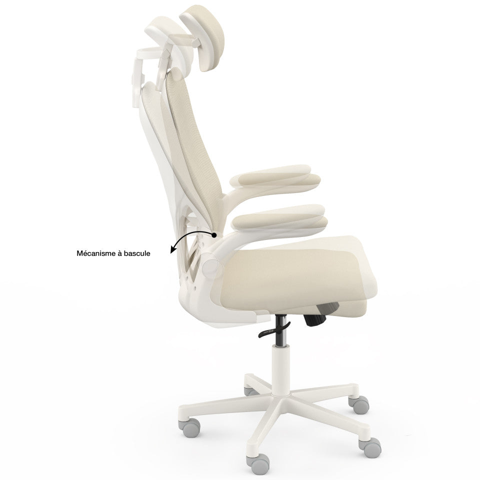 Fauteuil de bureau à roulettes James beige