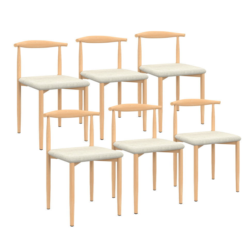 Chaises Adam assise beige et dossier effet bois - lot de 6