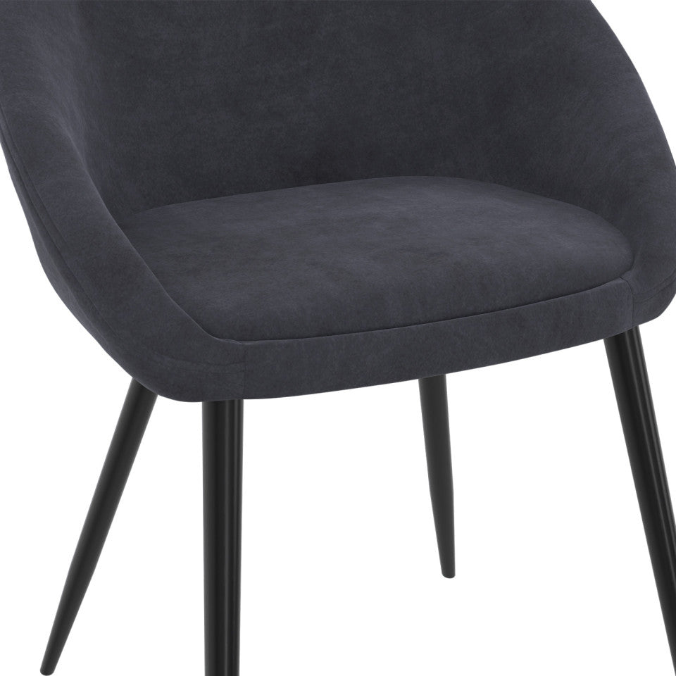 Chaises Dory en velours gris et pieds métal noirs - lot de 4