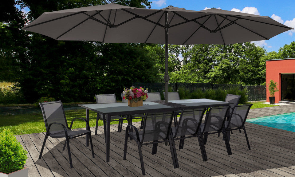 Parasol double 450x260cm gris