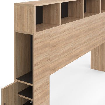 Tête de lit Léo bois et noire avec rangements 165 cm