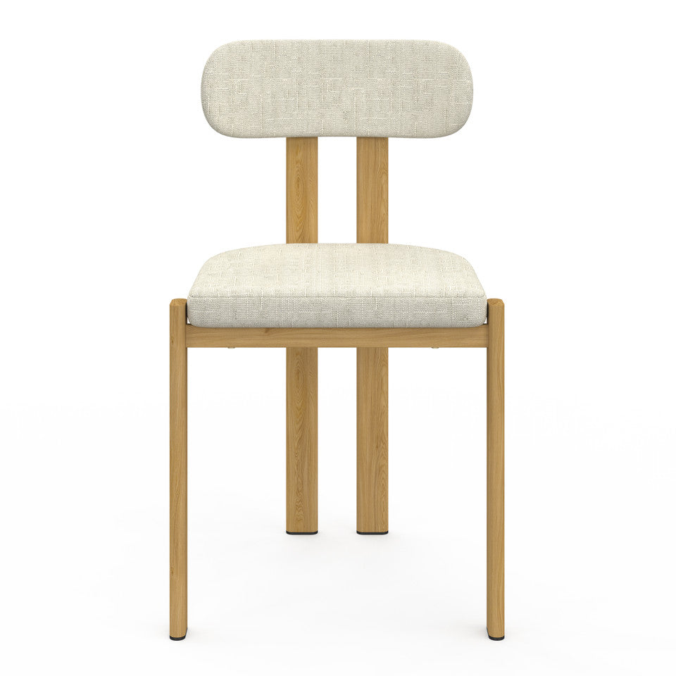 Chaises Elsa en tissu beige et pieds métal - lot de 2