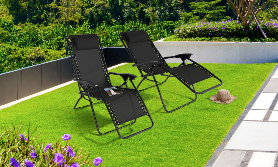 Fauteuils de jardin Relax noirs - Lot de 2