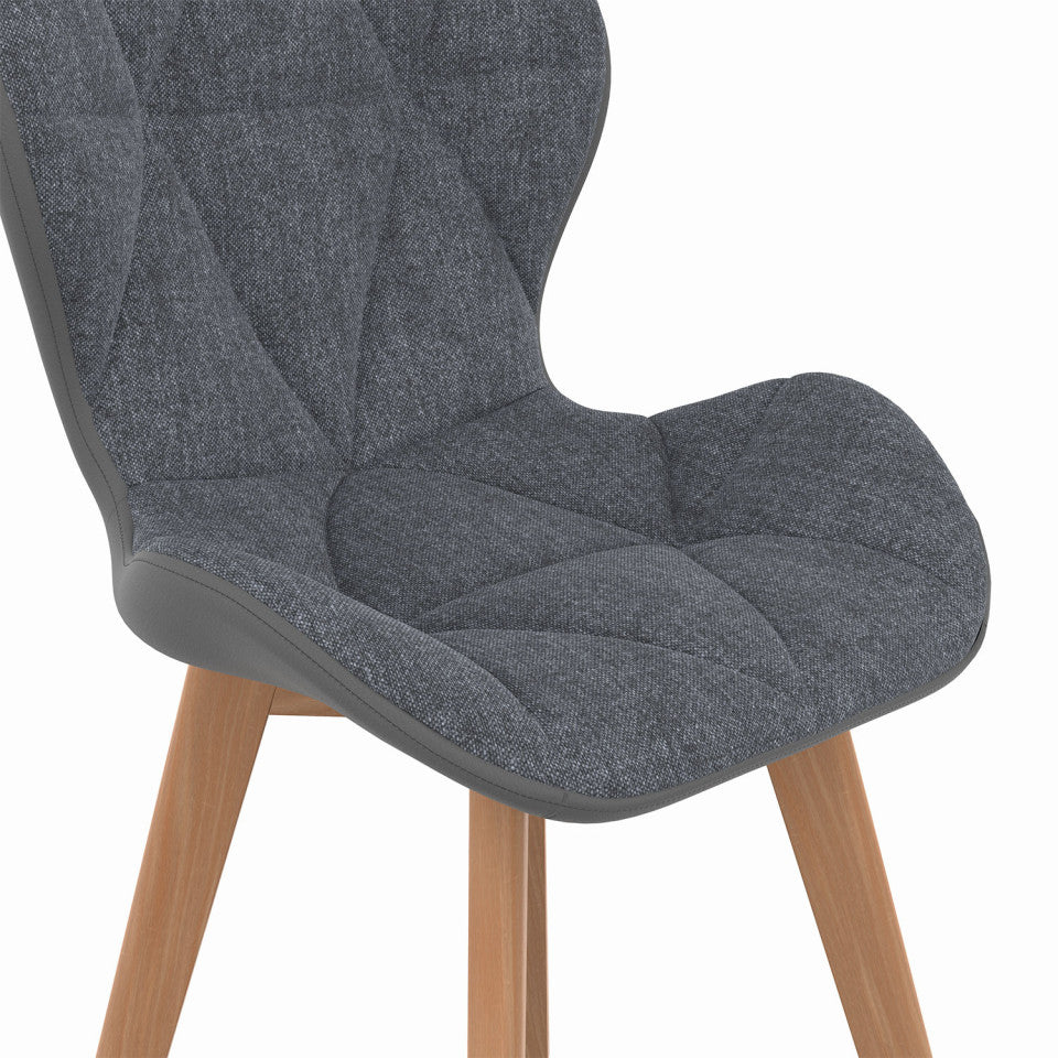 Chaises Gladys en tissu gris et pieds bois - lot de 4