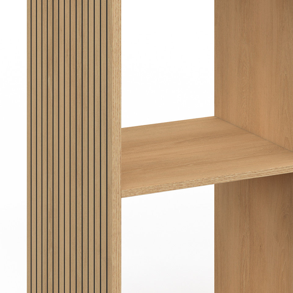Meuble de rangement cube Faustine 3 case effet lattes