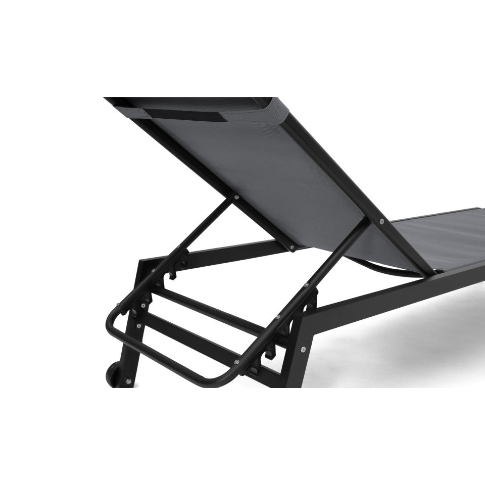 Transats inclinables Faro 5 positions en aluminium gris anthracite - lot de 2