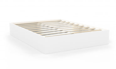 Cadre de lit Orem blanc avec sommier et rangements intégrés 140x190cm