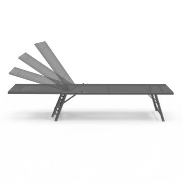 Transats inclinables Malaga 4 positions gris - lot de 2