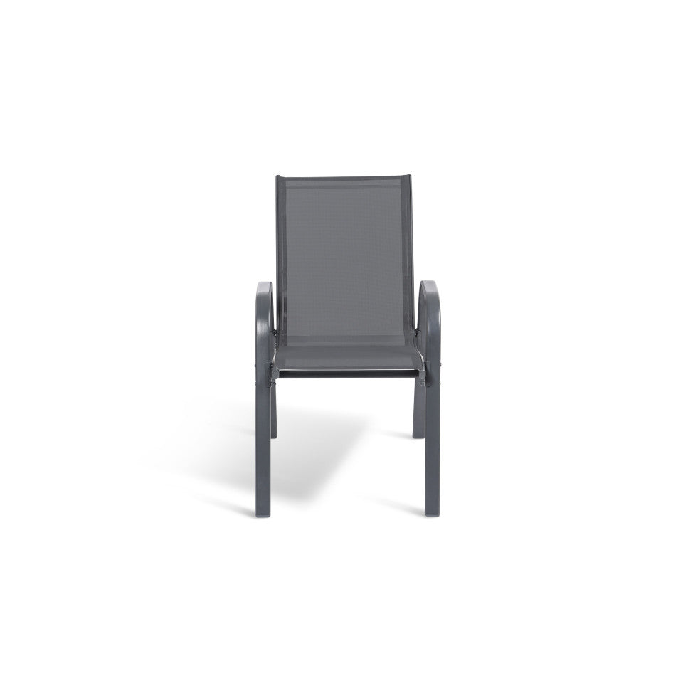 Chaises de jardin empilables en textilène gris anthracite - lot de 6