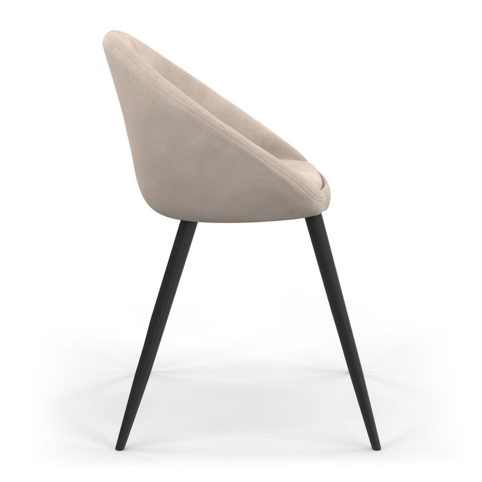 Chaises Dory en velours taupe et pieds métal noirs - lot de 4