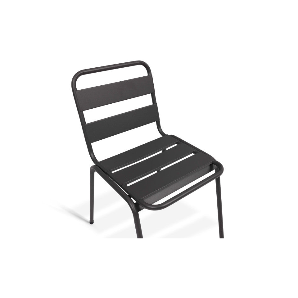 Chaises de jardin empilables en acier grises - lot de 6