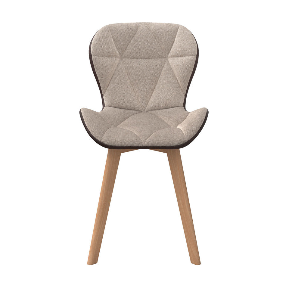 Chaises Gladys en tissu taupe et pieds bois - lot de 2
