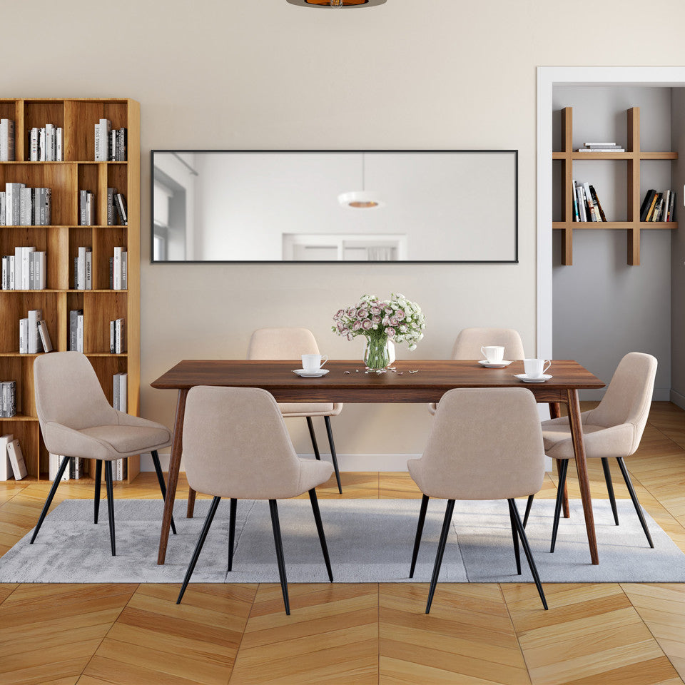 Chaises Ornella en tissu taupe et pieds métal noirs - lot de 6