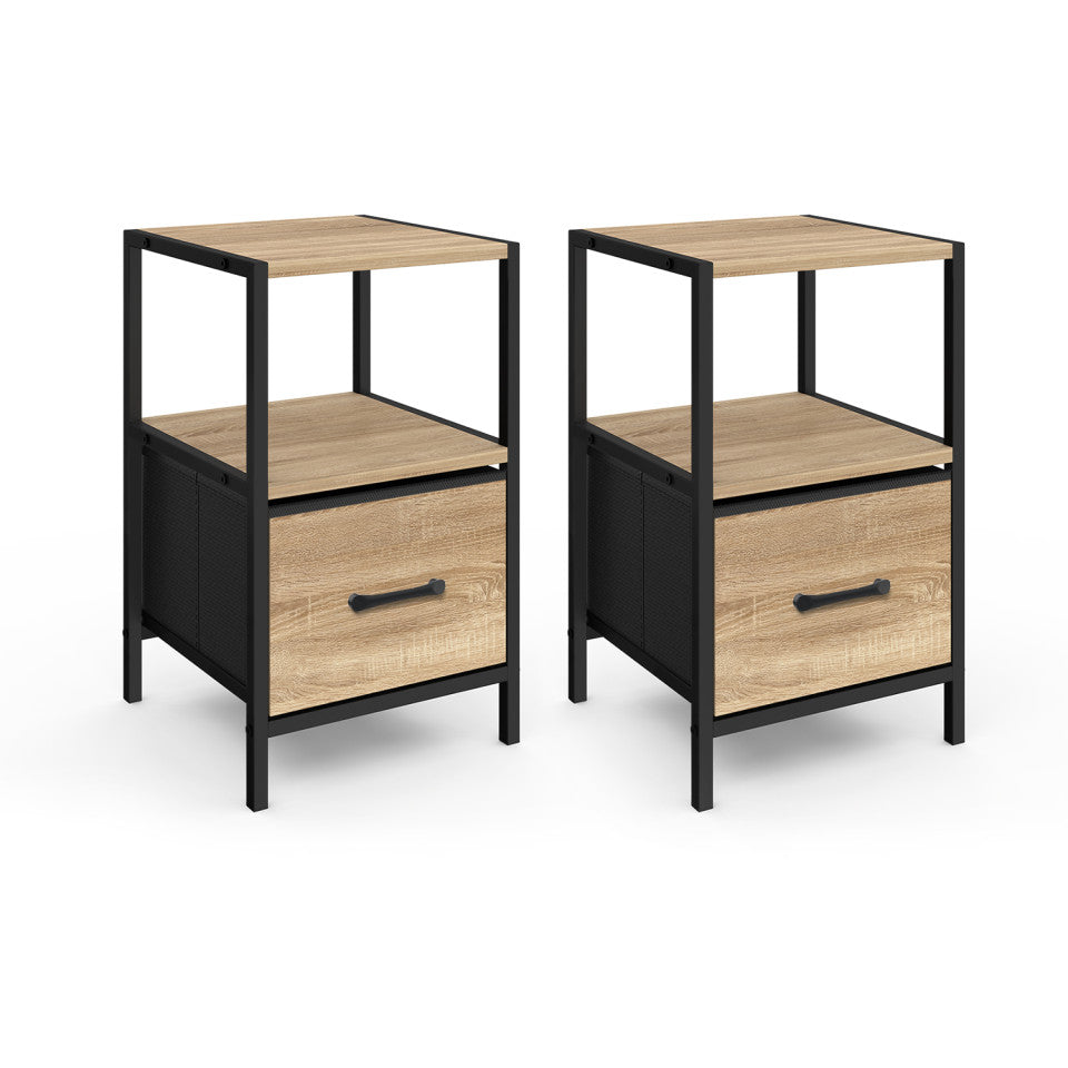 Tables de chevet Iris avec 1 tiroir et 1 niche - lot de 2