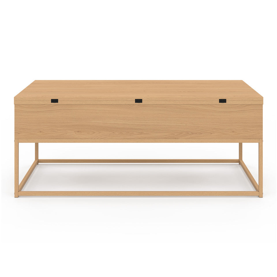 Table basse Memphis relevable et dépliante pieds effet bois