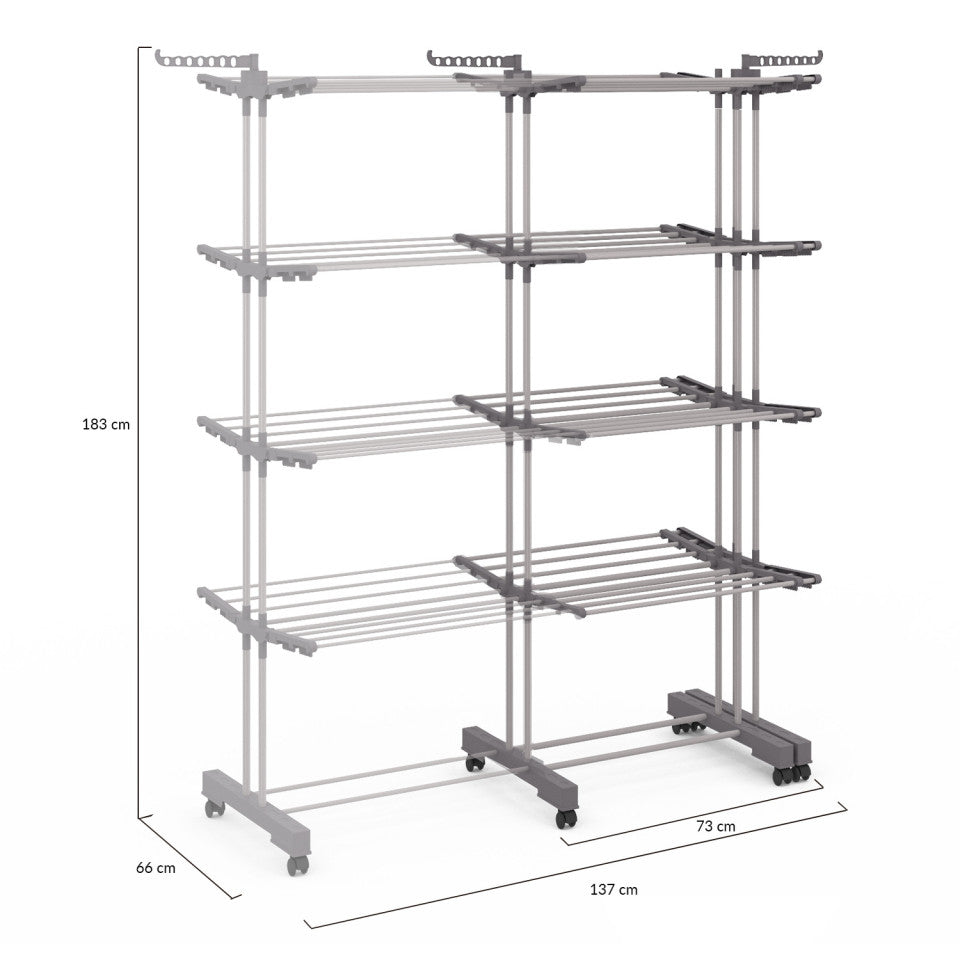Séchoir extensible pliable 4 niveaux - 50m d'étendage