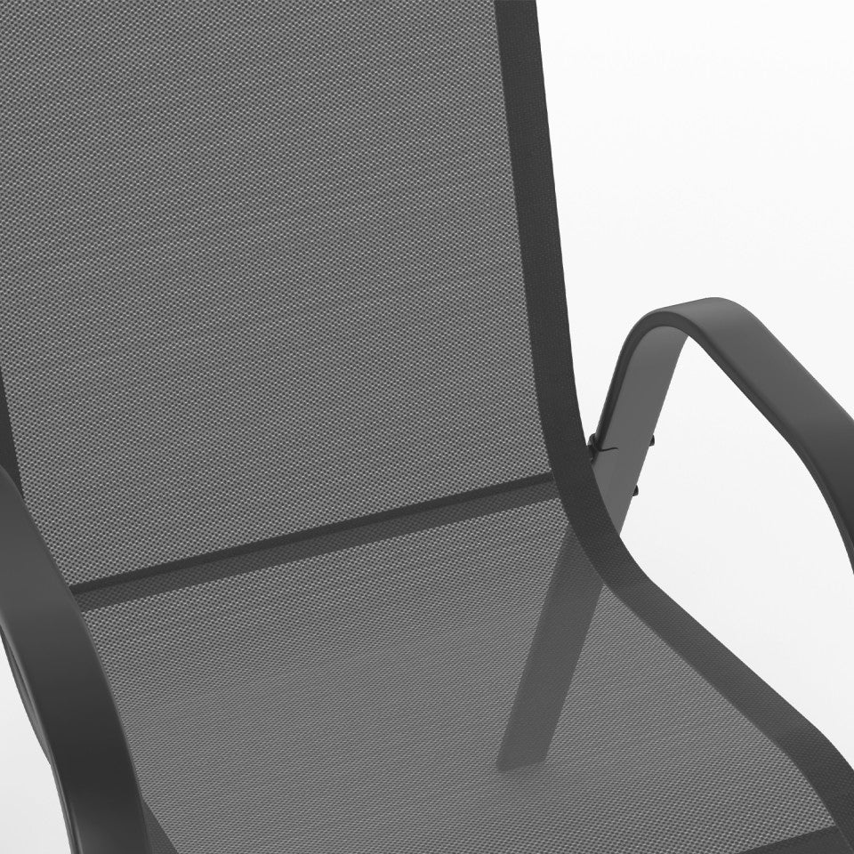 Ensemble de jardin Minorca 8 places en textiléne et verre trempé gris anthracite