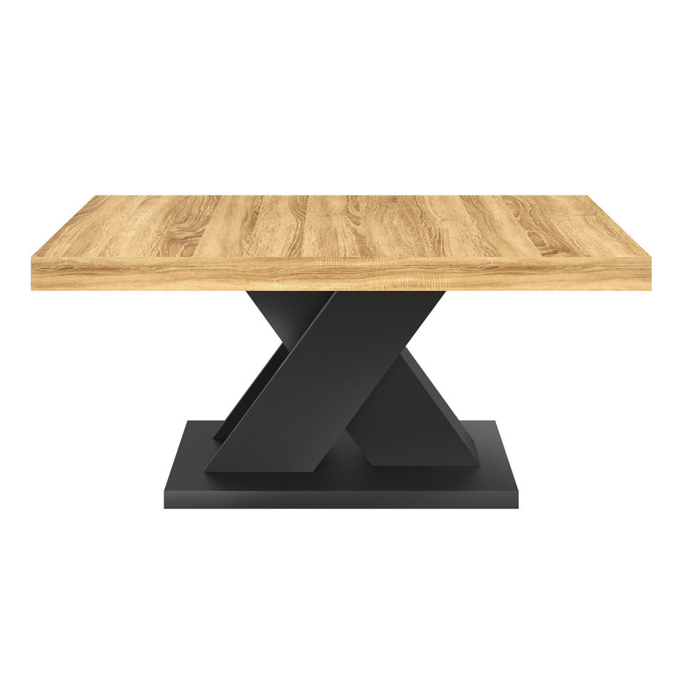 Table basse Alexia pieds croisés bois et noir L100cm